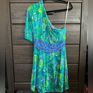 Lily Pulitzer Niki Floral One Shoulder Skort Romper